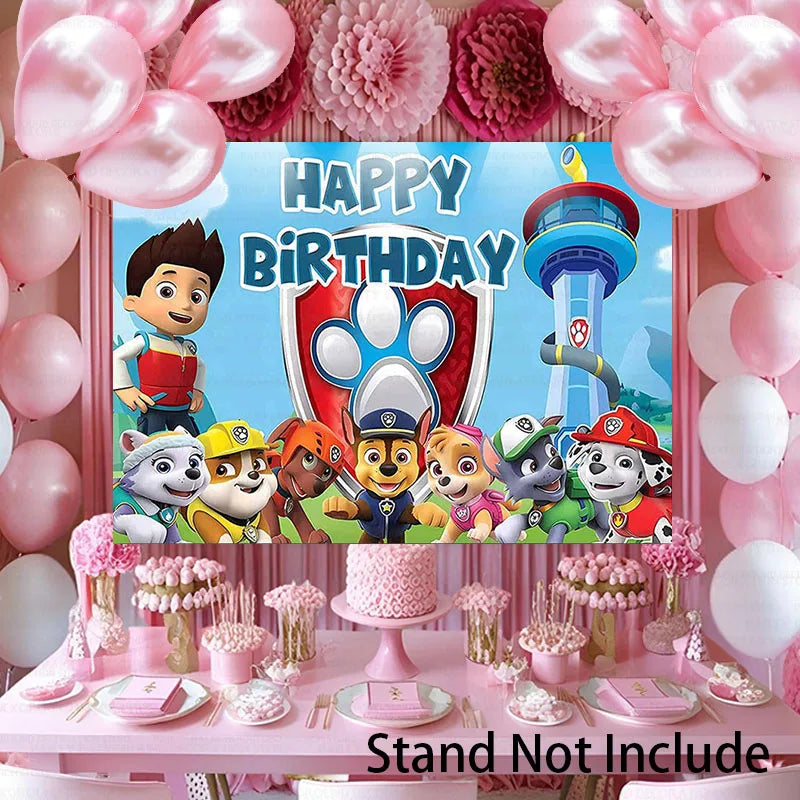 Halloween Paw Patrol Dogs Rescue Chase Marshall Skye Boys Backdrop Girls Birthday Party Decor Baby Shower Background Banner