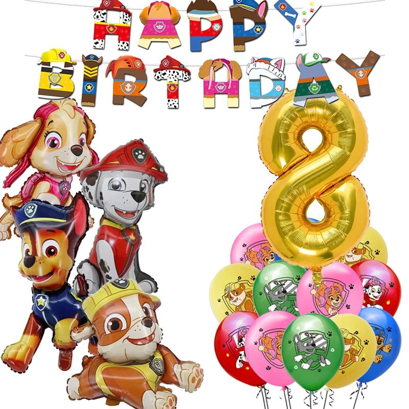 Paw Patrol Birthday Decoration Tableware Tablecloth Children Gift Candy Box Backdrop Dog Balloon Party Favors For Kids Birthday