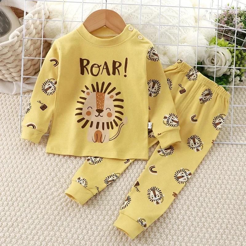 Baby Boys Clothes Sets cotton Bear Boys Girls Long Sleeve Top +Pants 2pcs Kids Clothes pajamas Suit