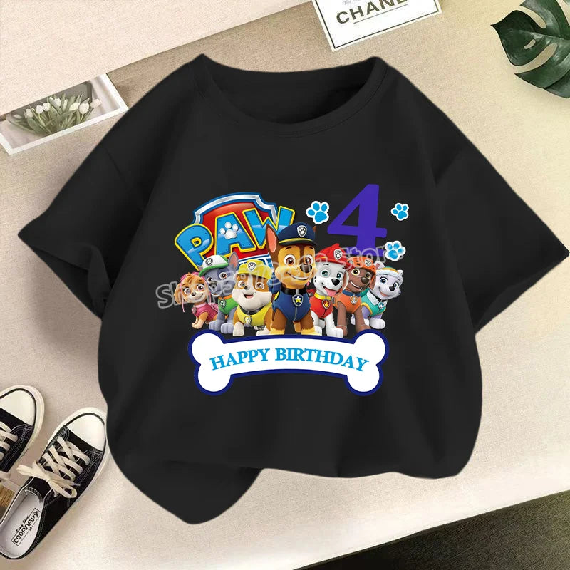 Paw Patrol Child Short Sleeve T-shirt Cartoon Chase Skye Printed Pullover Boys Girls Summer Breathable Casual Cotton Tops Gifts