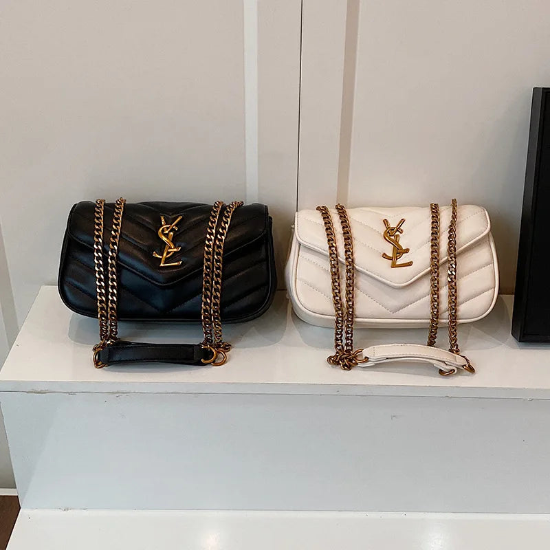 2025 Embroidered Quilted Chain Bag, Women's Luxury Crossbody Purse, Vintage Diamond Pattern Shoulder Bag with Stitching