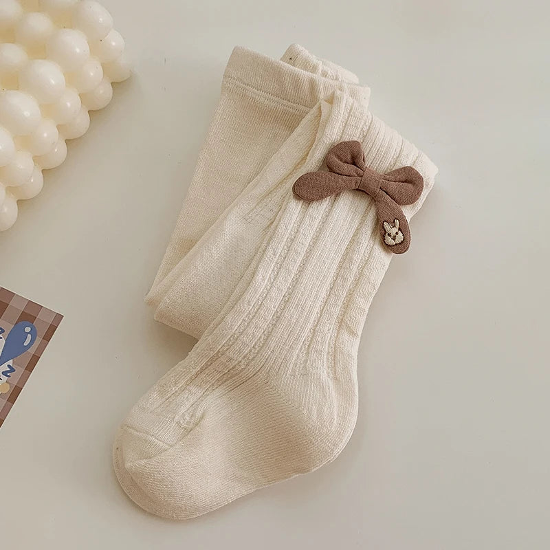 Baby Tights Leggings for Spring Autumn High waist Combed Cotton Bow Infant Girls Pantyhose