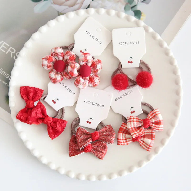 Elastic Hair Bow for Children, Children's Headwear, Hair Accessories for Girls, Cute Hair ties, Lovely Hair Rope, 10Pcs per Lot