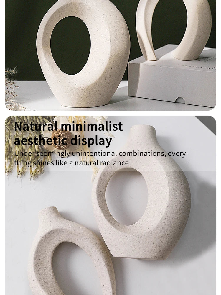 European Ceramic Vase Set Creative White Simple Home Decoration Living Room Entryway TV Cabinet Decoration