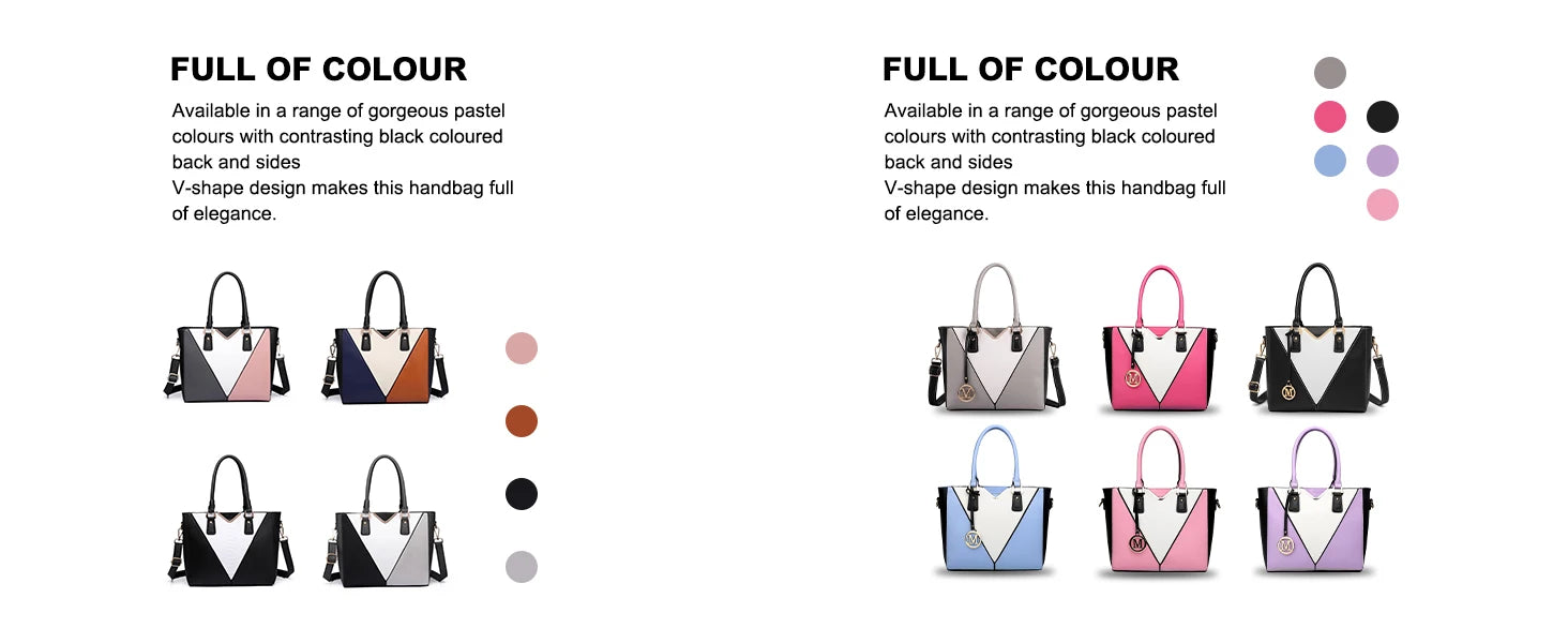 Miss Lulu WOMEN'S Handbag Shoulder bag V Shaped Design Shopper Removable Shoulder belt Synthetic leather