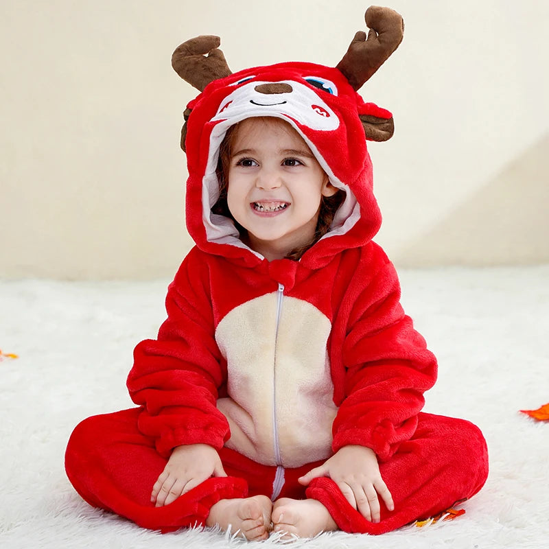 Winter Baby Rompers Baby Pijamas Halloween Ghost Bat Shark Deer Animal Cartoon Hooded Jumpsuits Cosplay Costume Boys Girl Pajama