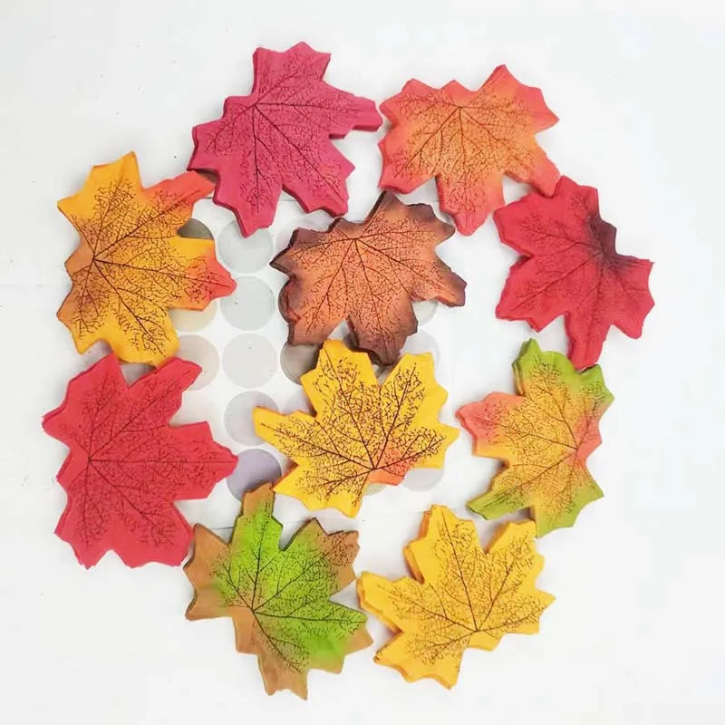 Yannew 500pcs Artificial Fall Maple Leaves Silk Leaf for Craft DIY Thanksgiving Wedding Party Decoration Autumn Home Table Decor