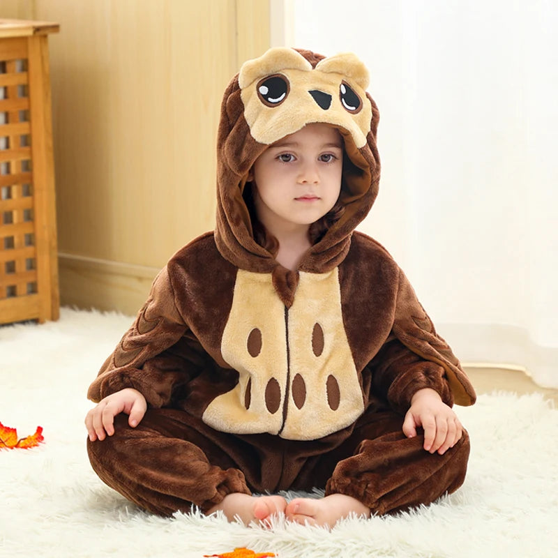 Winter Baby Rompers Baby Pijamas Halloween Ghost Bat Shark Deer Animal Cartoon Hooded Jumpsuits Cosplay Costume Boys Girl Pajama