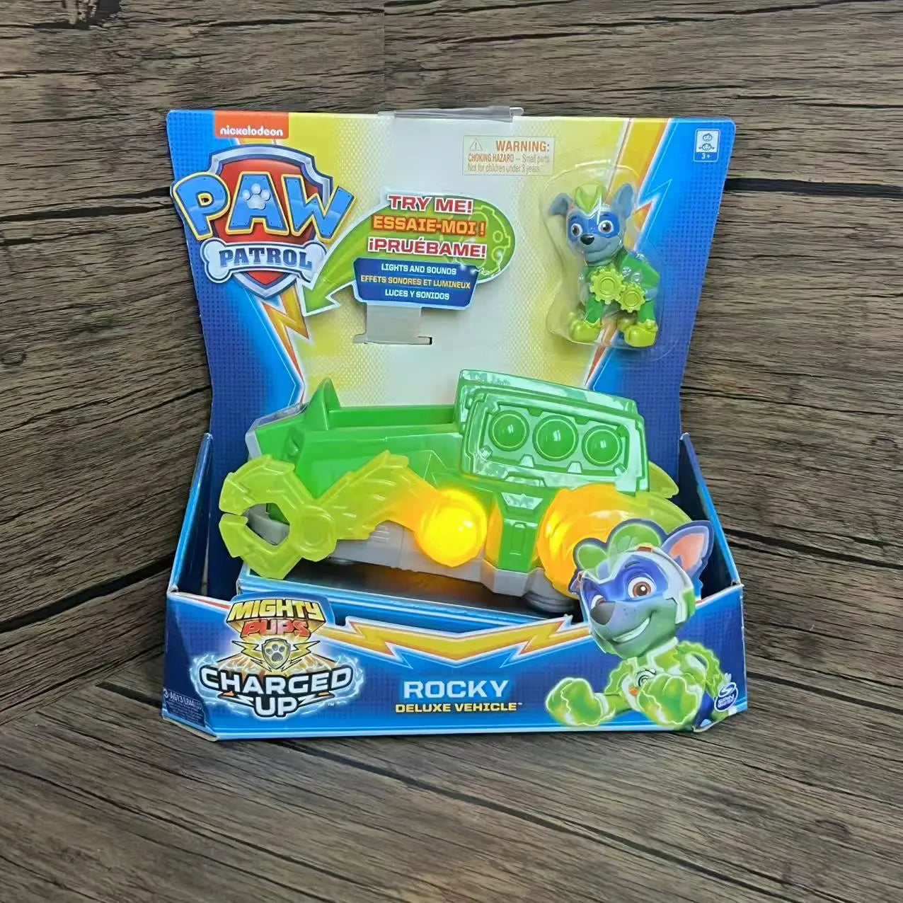 Genuine New Paw Patrol Mighty Pups Charged Up Rubble Marshall Chase Deluxe Vehicle with Lights and Sounds Children's Toy Car Boy