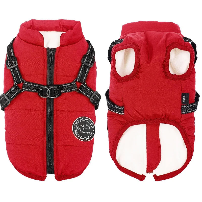 Winter Dog Clothes For Small Large Dogs Warm Big Dog Jacket Waterproof Pet Dog Coat With Harness Chihuahua Bulldog Puppy Costume
