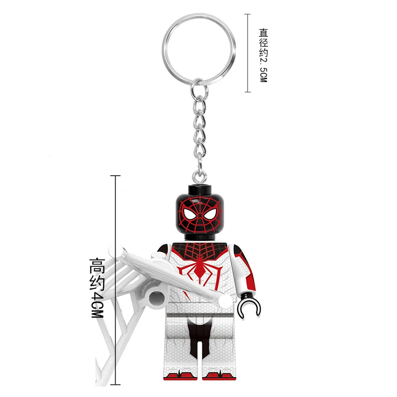 Marvel Spiderman Doll Universe Miles Gwen Cartoon Cute Building Blocks Assembled Toy Ornament Keychain School Bag Pendant Gift