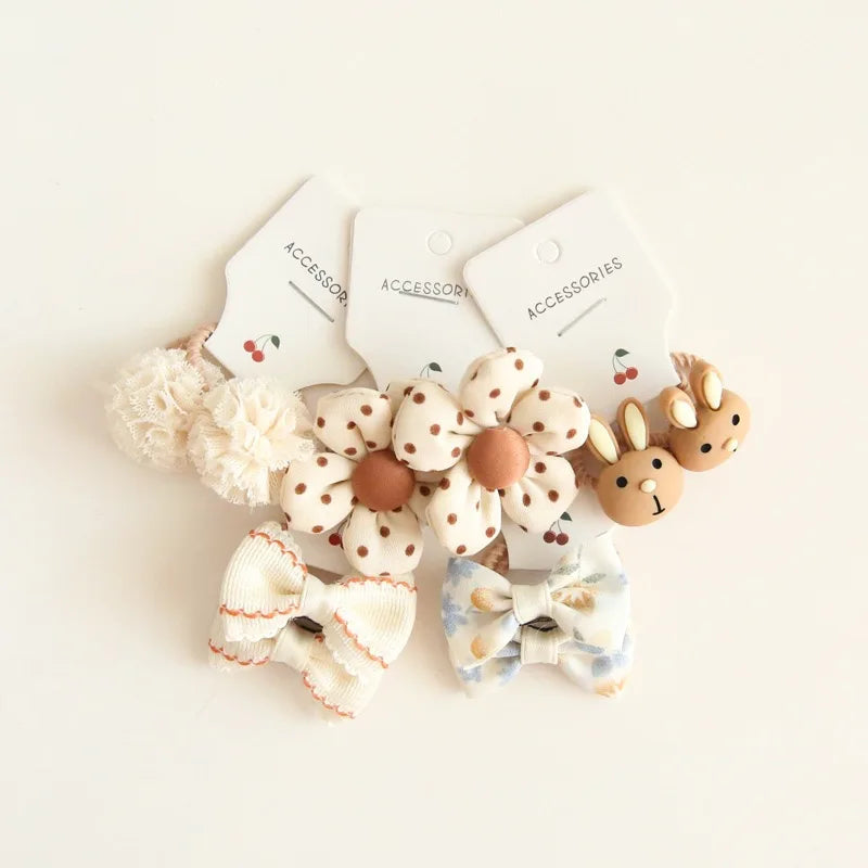 Elastic Hair Bow for Children, Children's Headwear, Hair Accessories for Girls, Cute Hair ties, Lovely Hair Rope, 10Pcs per Lot