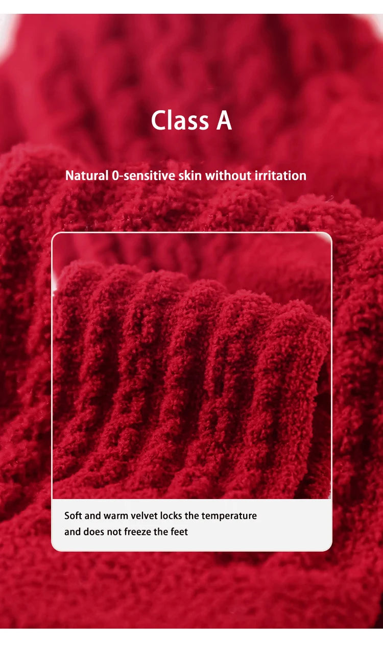 Red New Year Socks Newborn Baby Kids Soft Solid Thickened Velvet Toddler Mid Socks Girls Infant Boys Cute Boneless Socks 0-12Y