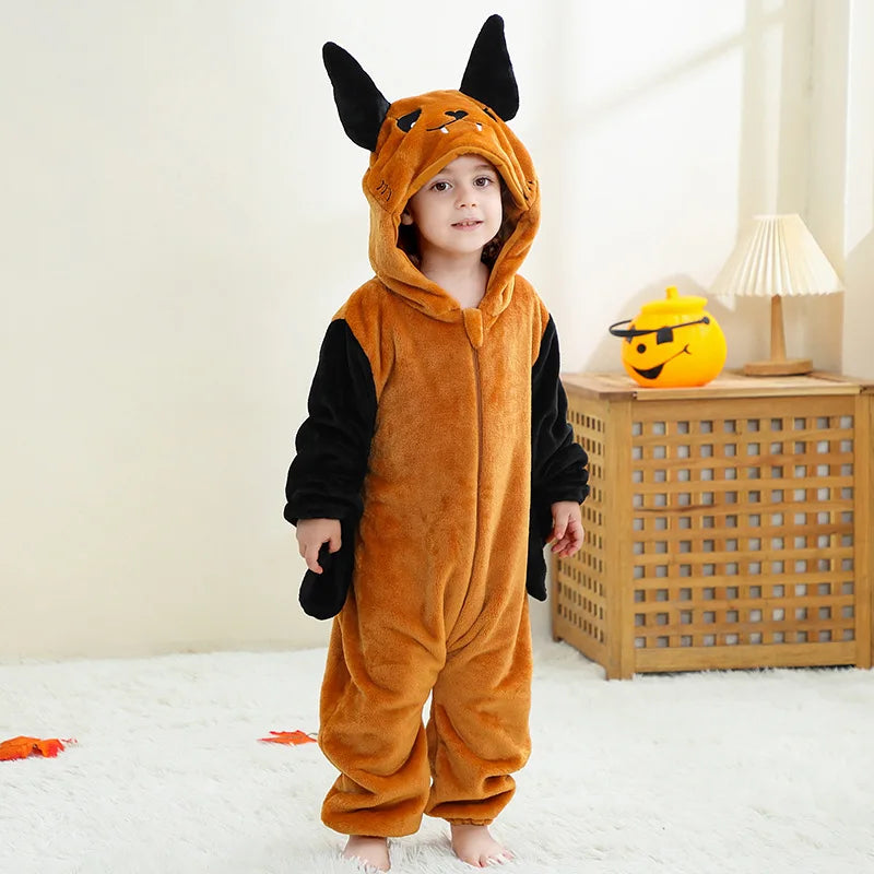 Winter Baby Rompers Baby Pijamas Halloween Ghost Bat Shark Deer Animal Cartoon Hooded Jumpsuits Cosplay Costume Boys Girl Pajama