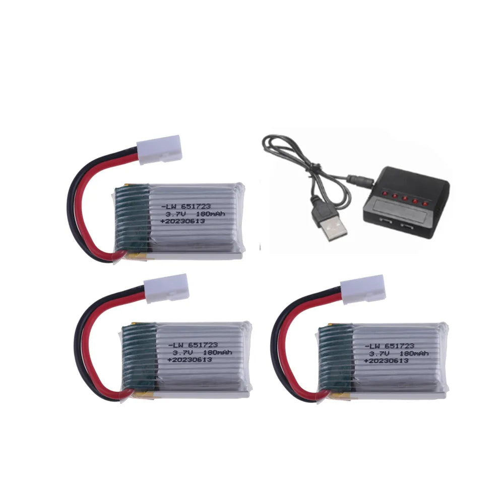 For JJRC H8 Mini 3.7v 180mah Lipo Battery For H2 H48 U207 RC Quadcopter Spare parts 651723 3.7v Battery for RC Helicopter Toys