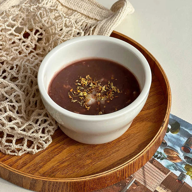 Simple White Ceramic Bowl Household Tableware Rice Bowls Breakfast Porridge Bowl Yoghurt Dessert Bowls