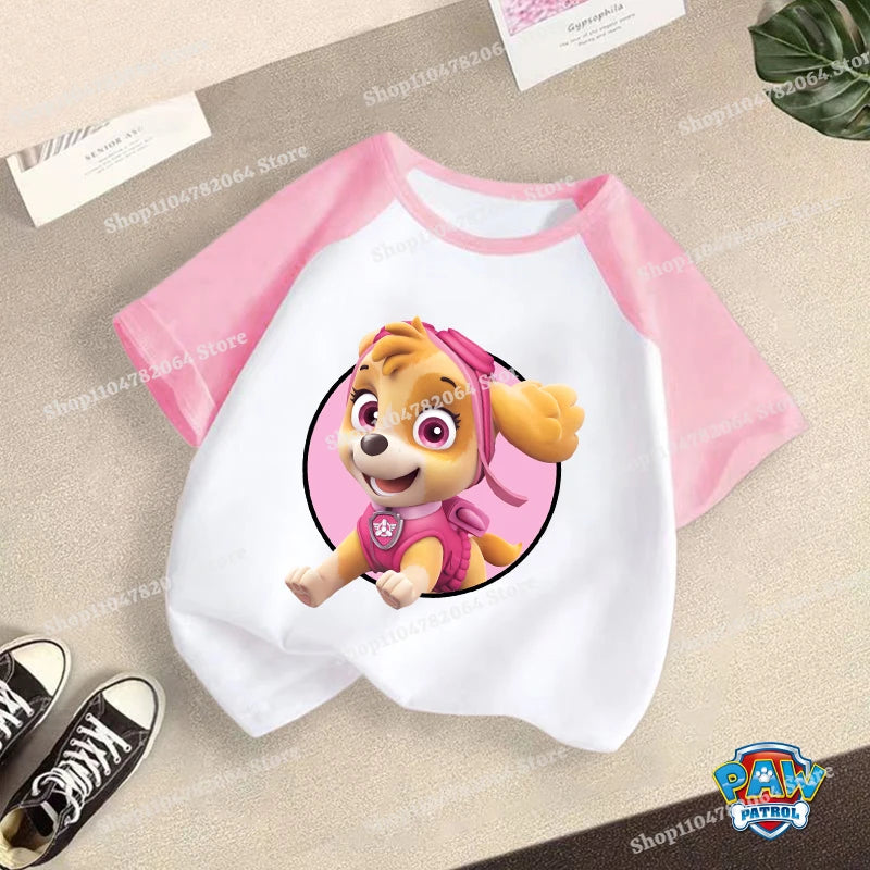 PAW Patrol T-shirt Children Clothing Chase Skye Cartoon Anime Short Sleeve Boy Girl Kawaii Fashion Tee Cute Kid Home Clothes Top