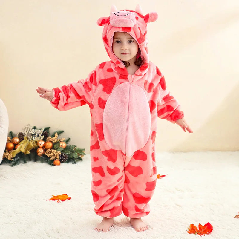 Winter Baby Rompers Baby Pijamas Halloween Ghost Bat Shark Deer Animal Cartoon Hooded Jumpsuits Cosplay Costume Boys Girl Pajama