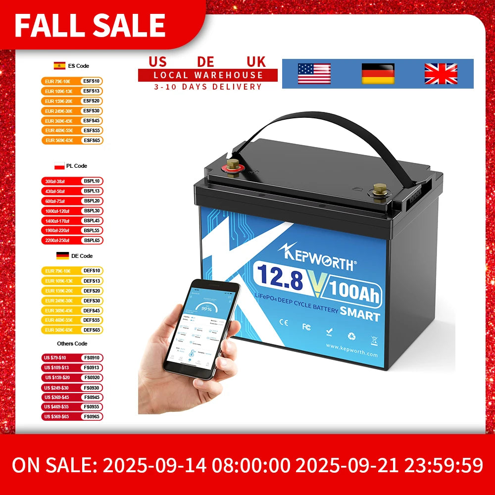 New 12V 100Ah Lithium Battery Bluetooth, Rechargeable Deep Cycle 100A Smart BMS Perfect for Solar, Boat, RV, Backups, Motorhome