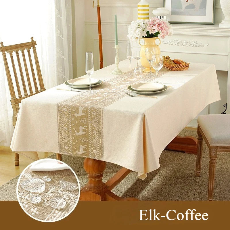 Cotton Blend Waterproof Tablecloth  Anti-oil Table Cover, Party Family Dinner Tablecloth for Kitchen Restaurant Wedding