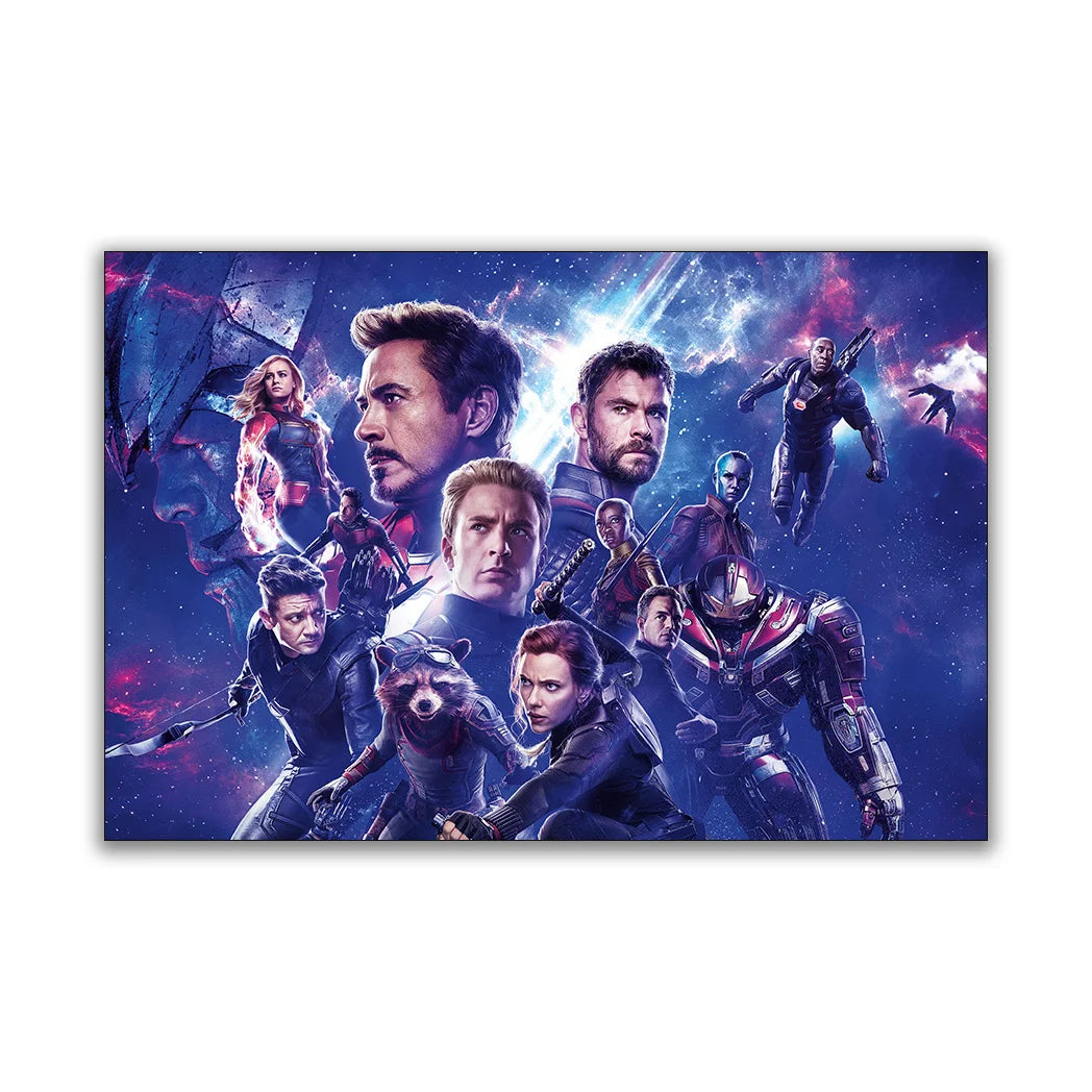 MINISO Marvel Avengers4：Endgame Movie Wall Art Posters All Ages Home Decor Room Marvel Superheroes Group Photo Canvas Painting