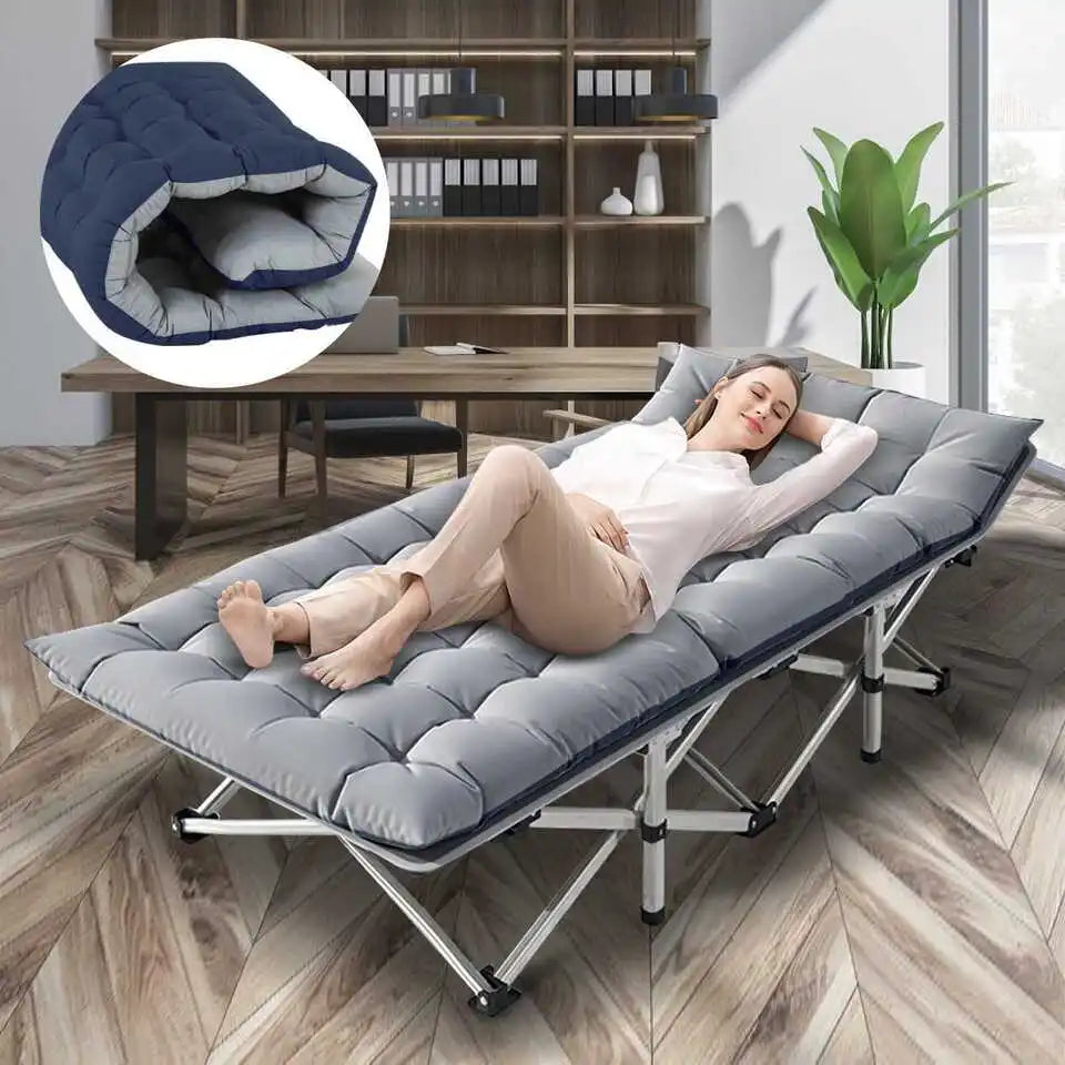 Lit de Camping pliant, Portable et robuste, lit de Camping en plein air pour adultes, maison, plage, RV, pause midi, roulement de 200KG