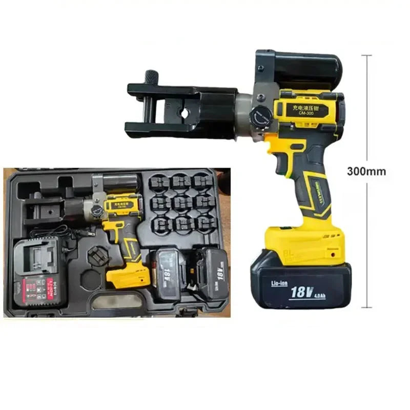 Cm300 small portable electric hydraulic crimping pliers, lithium battery copper and aluminum terminal charging crimping