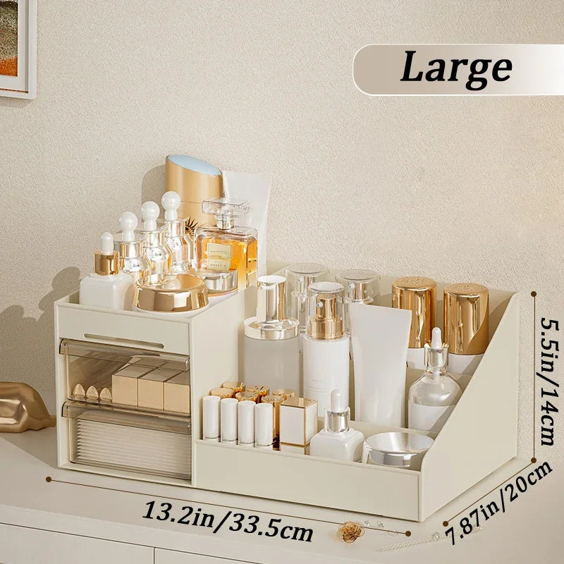 1PC Clear Cosmetic Organizer with Drawer Countertop Storage for Cosmetics Lotion Lipstick Ideal for Dressers Bathrooms