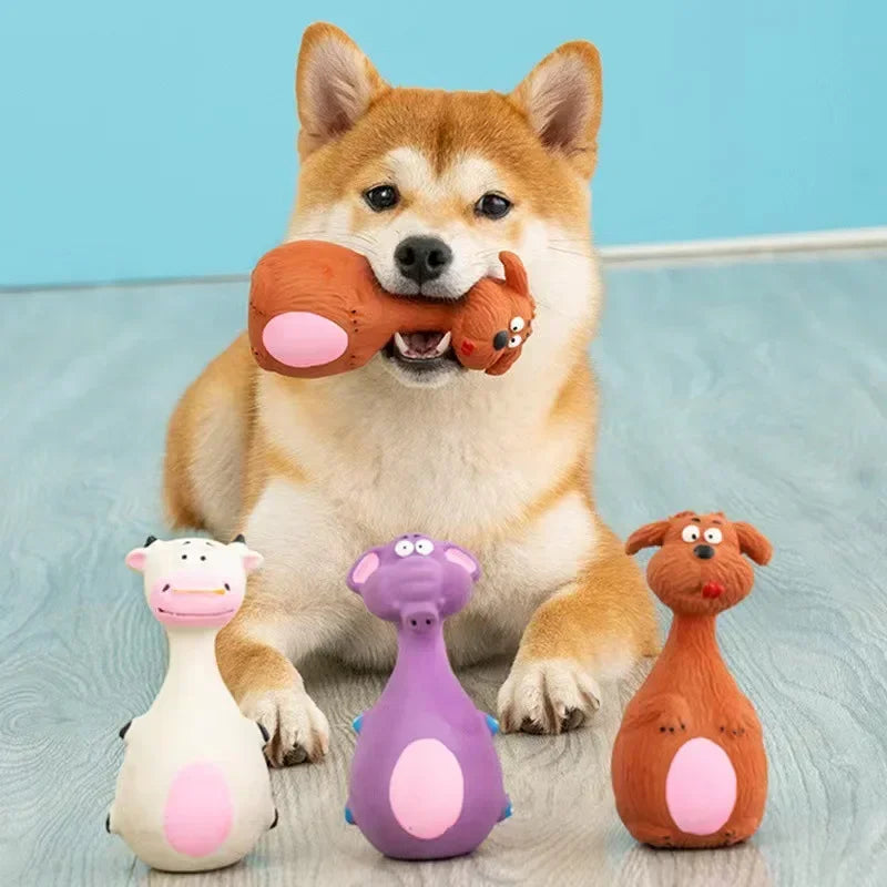 1 Piece Fat Bellied Cartoon Fun Bite Resistant Latex Sound Dog Toy Purple Elephant White Cow Brown Optional Pet Products
