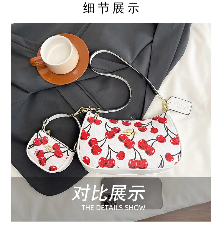 2025 Latest! Modern Vintage Cherry Crossbody - Mahjong - Style Chain Bag, Shoulder/Underarm Design, Women's Light Luxury
