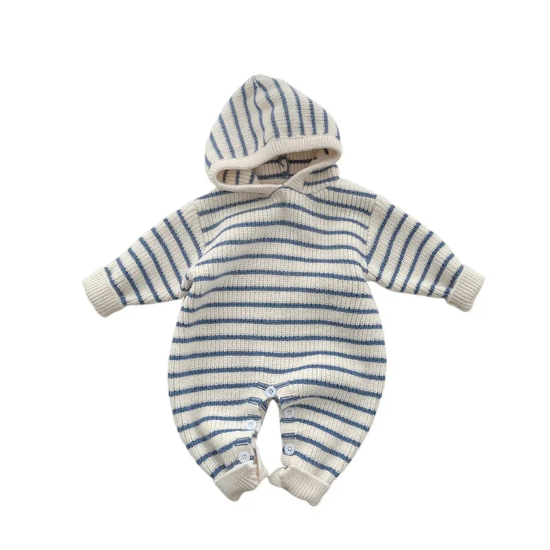 2025 Striped Knit Baby Rompers Knitted Infant Sweater Top New Born Baby Girl Clothes Ropa Bebe Bodysuits One-Pieces 0-24Months