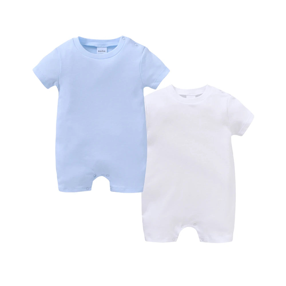Kavkas 2 Pcs a set Baby Boy Girls Rompers Short Sleeve O-Neck 100% Cotton Summer Infant Clothes