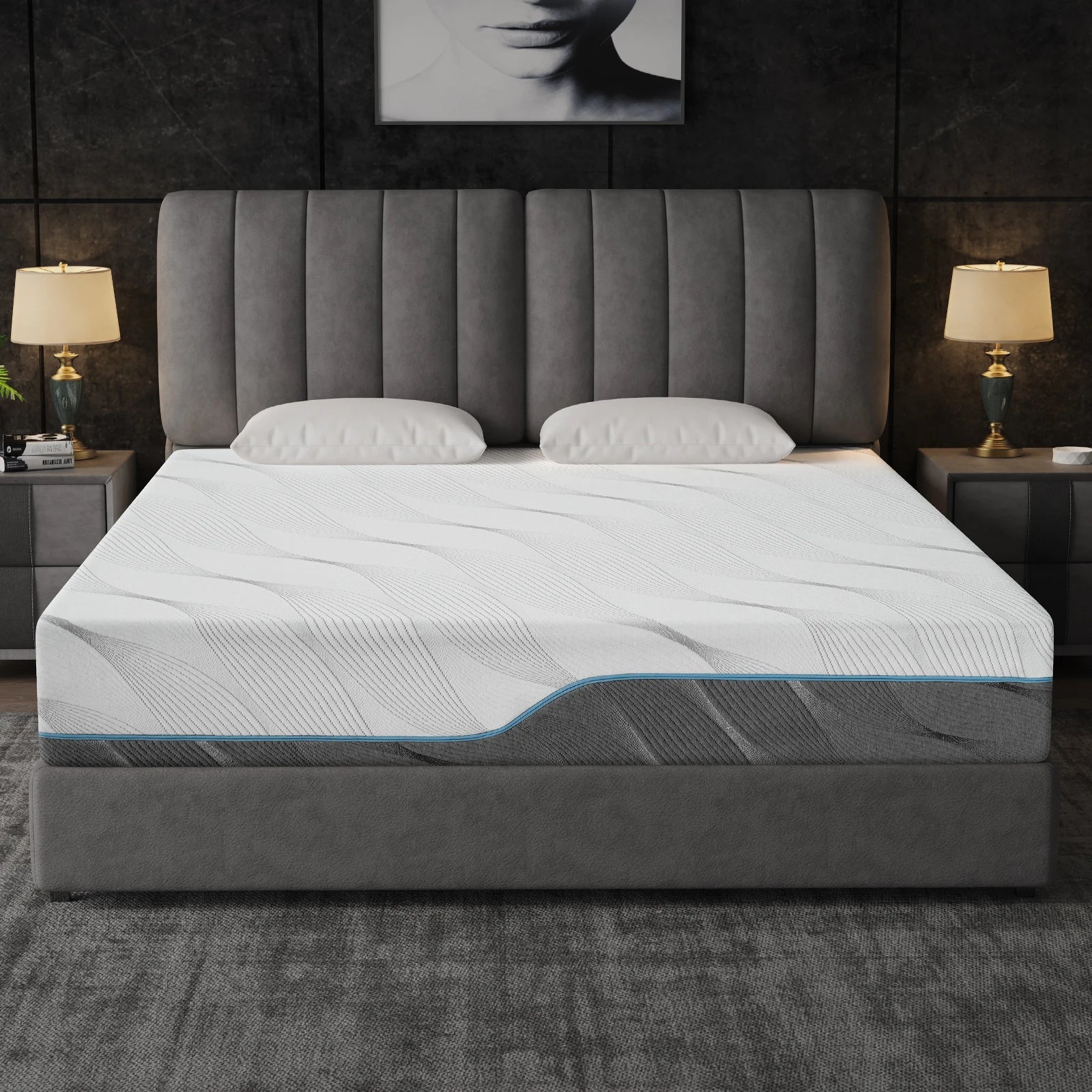 Matelas complet extra ferme Hcore, moyen 8/10 pouces - Matelas rabattable double face extra ferme pour les maux de dos