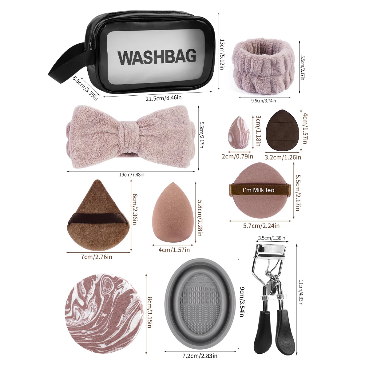 42pcs Kit de maquillage multifonctionnel Comprend 20pcs pinceaux avec sac de lavage