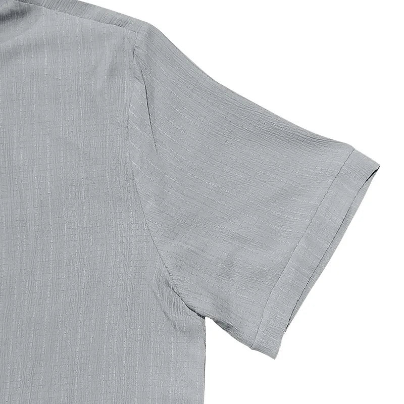 Summer European and American Style Men's Clothing Short Sleeve Cardigan Suit Men's Casual Loose Short Sleeves Shorts Beach Suit