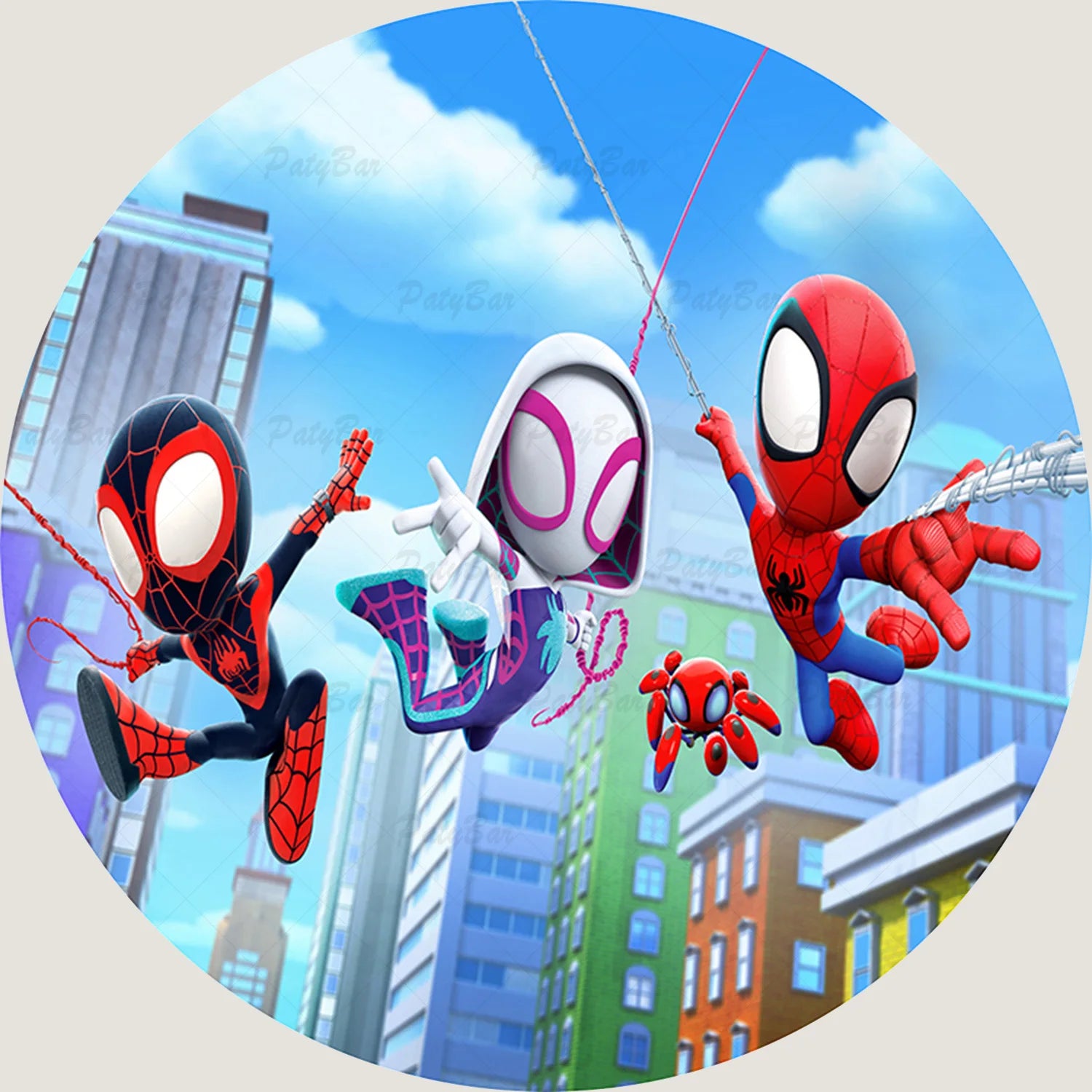 Round Spidey and Amazing Friends Background Kids Birthday Party Backdrop Spider Circle Banner Photography Studios Props