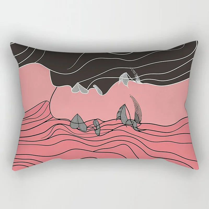 Soft Waist Pillowcase Morandi Geometric Artistic Pattern Household Bedroom Bed Pillowcase Nordic-style Decorative Pillowcase