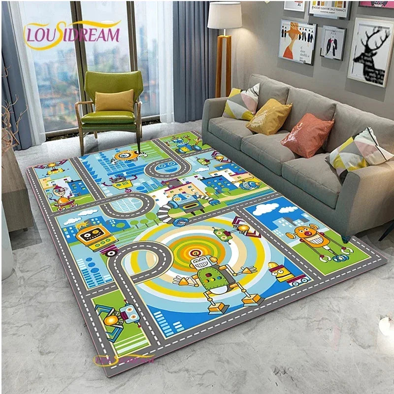 Alfombra Road Traffic Rout Map Carpet Living Room Sofa Coffee Table Bedroom Rugs Kitchen Kid Play Anti-slip floor Mat Home Decor