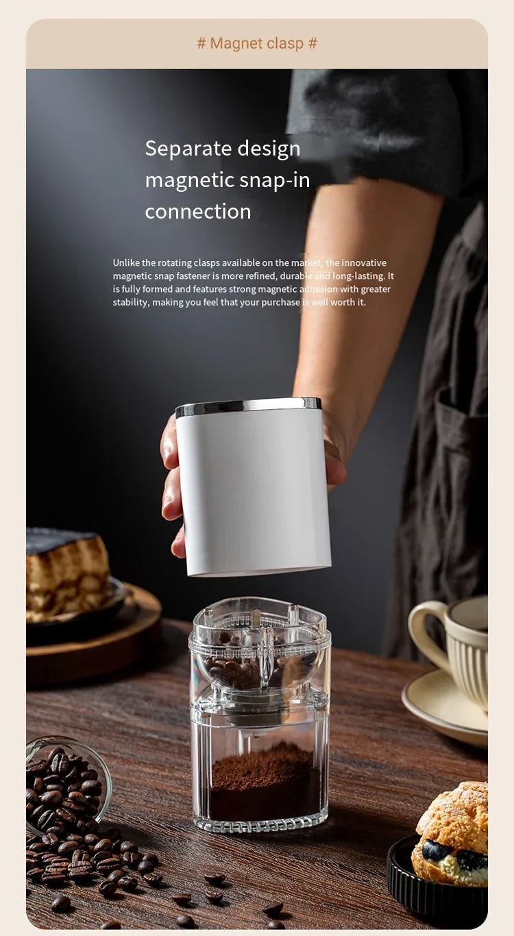 Household Electric Coffee Bean Grinder Multi-Level Adjustment Fast Grinding No Residue Anti-Scalding Design Suitable For Brewing