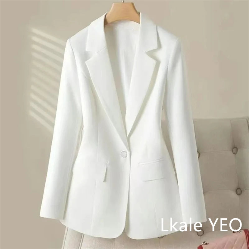 Women's Blazer Coat 2024 Spring Autumn Loose Occupation Ladies Outerwear Versatile Design Sense Fashion Female Suit Jacket