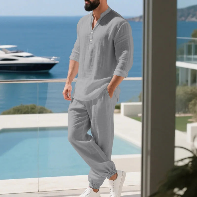 Ensemble en lin lâche américaine Automne