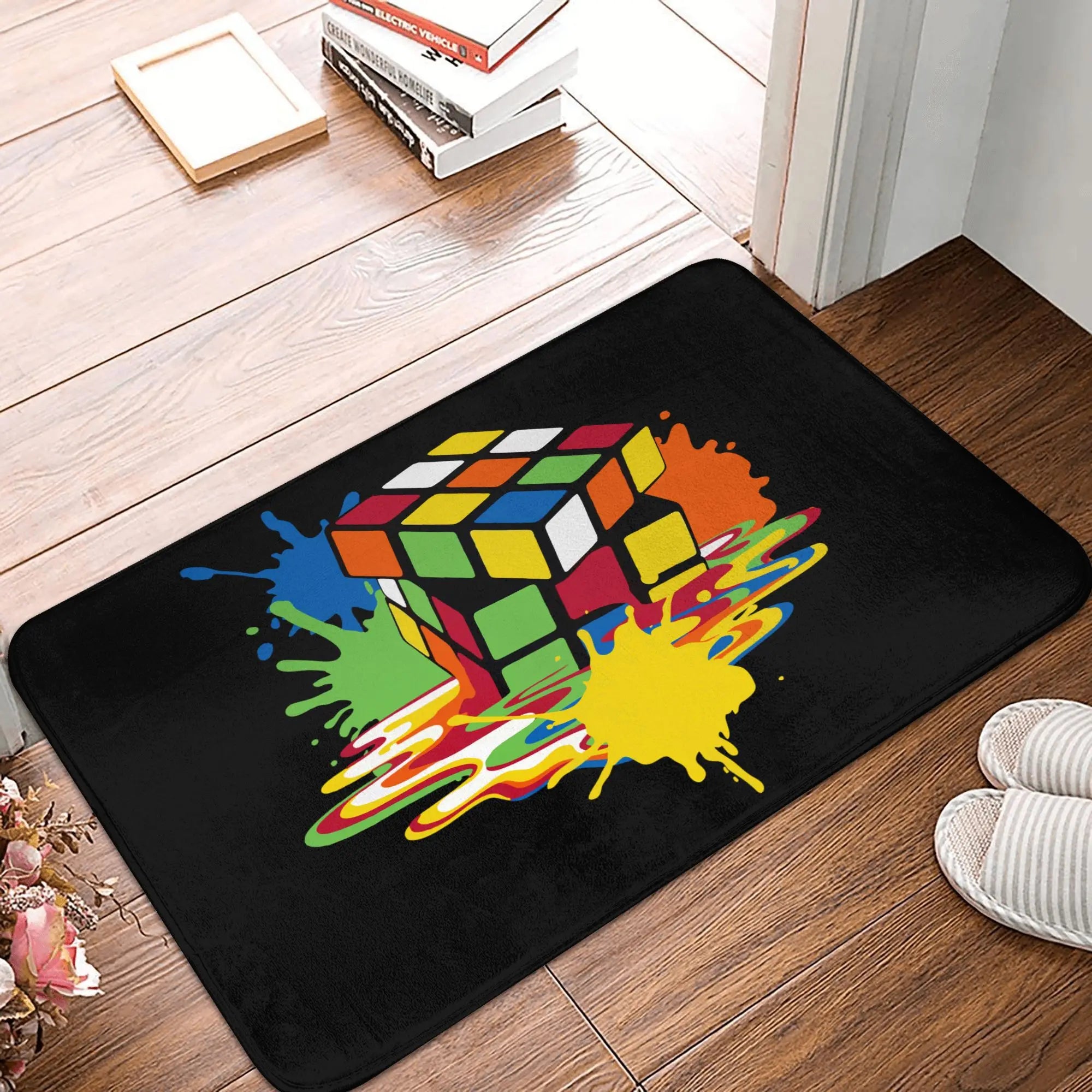 Math Rubiks Cube Floor Door Kitchen Bath Mat Anti-Slip Indoor Geek Teacher Gift Doormat Toilet Entrance Carpet Rug