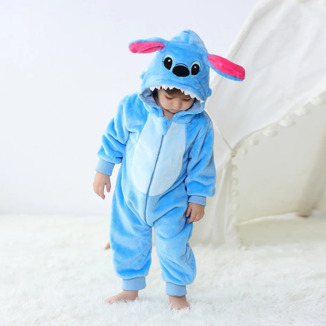 Baby Kigurumi Stitch Cartoon Romper Infant Kids Animal Jumpsuit Toddler Clothes Bodysuits Girls Boys Cosplay Pyjamas Costumes