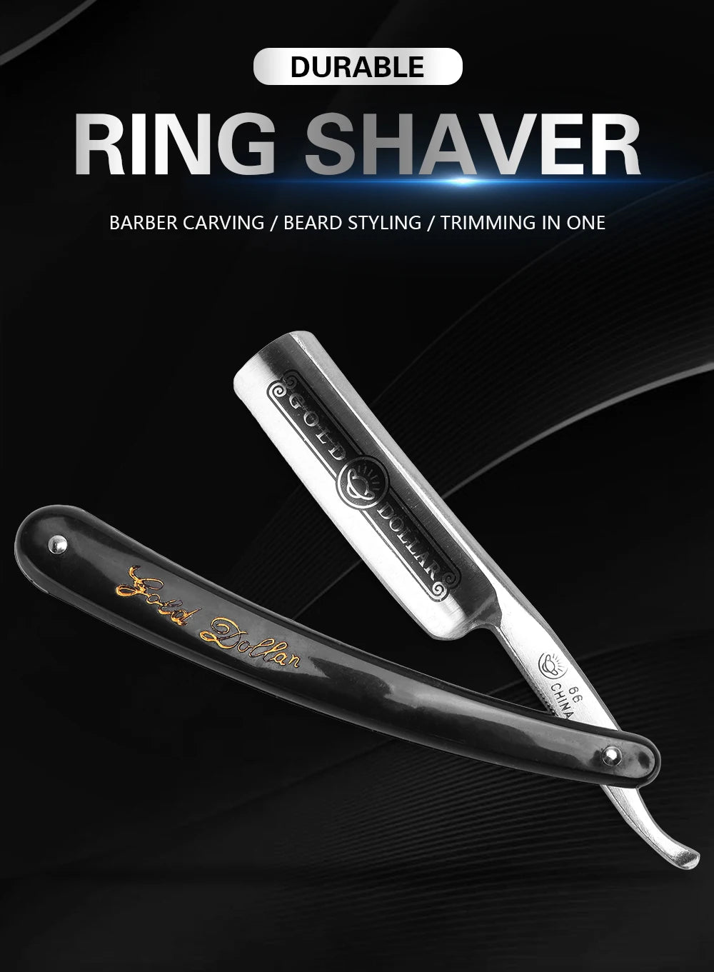 Rasoir droit manuel classique pliant en acier inoxydable