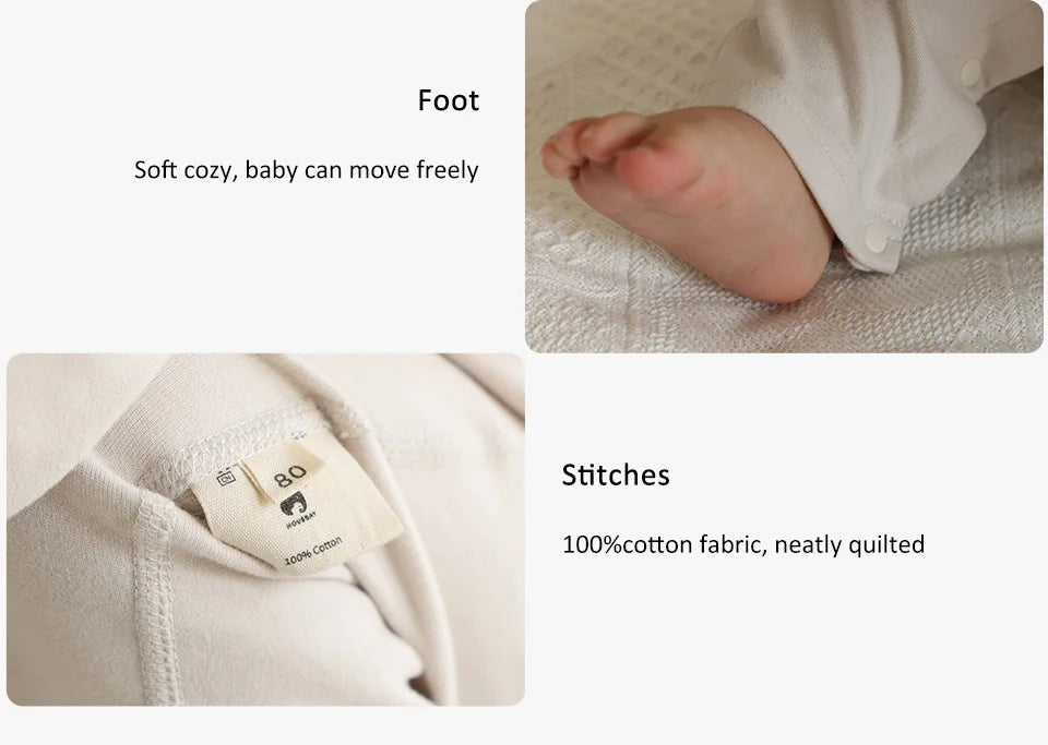 Baby Romper For 3-12Months Spring Thin 1.0Tog Jumpsuit Baby One-Piece Pajamas Soft Split-Leg Sleepwear Easy To Change Diaper