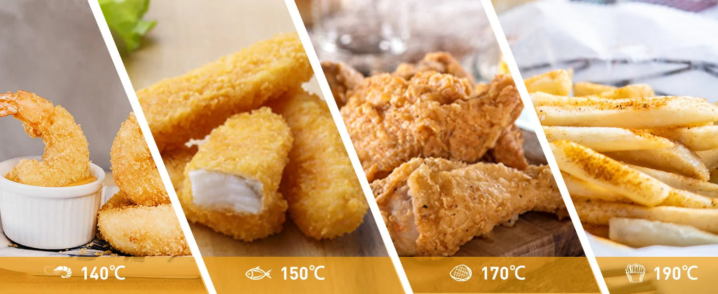 Aigostar Fryer 2200Watts, 3 Litre Capacity with Window, Temperature Control, Removable Oil Bowl