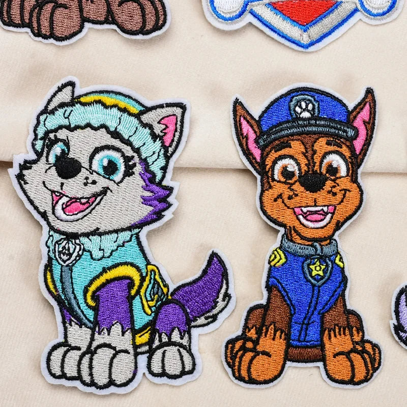Paw Patrol Cartoon Dogs Patches for Clothing Cute Self-Adhesive Patch Iron on Embroidery Patches on Clothes Applique Fabrics