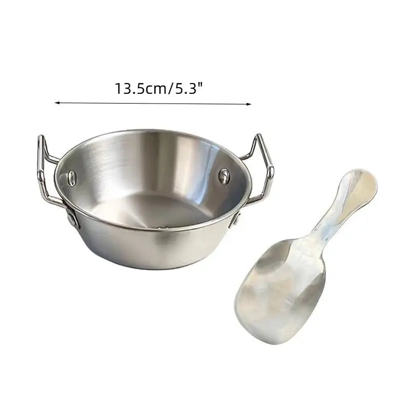 Stainless Steel Household Cuisine Bowl With Handle Rice Wine Bowls Sauce Dish Food Serving Kitchen Tableware