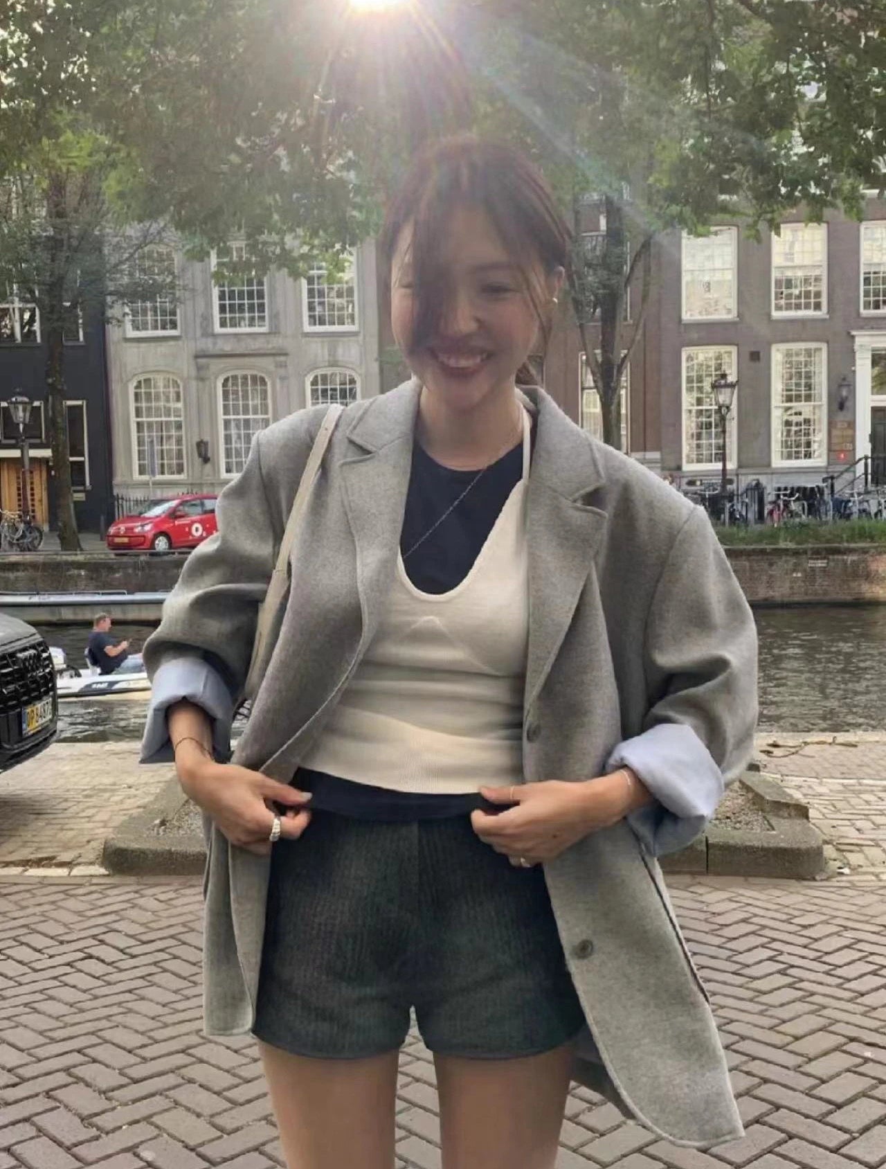 PREON Work Autumn New Tannat Casual Loose Manner Commuting Suit Jaet Long Sve Woolen Mid-Length Pure Color