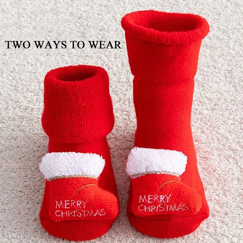 Baby Christmas Socks Kids Children's Socks for Girls Boys Non-slip Print Cotton Toddler for Newborns Infant Short Socks Clothing